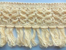 7.5 YARDS  IN 2 PIECES OF A 3-3/4 INCH WIDE NATURAL COTTON FRINGE