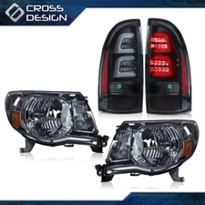 Smoke Headlights & 3D LED Tube Bar Tail Lights Lamp Fit For 05-11 Toyota Tacoma