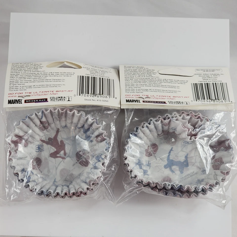 x2 tazas para hornear vintage Marvel Spider-Man 2002 mercancía de la película Wilton nueva rara Foto 4 de 4