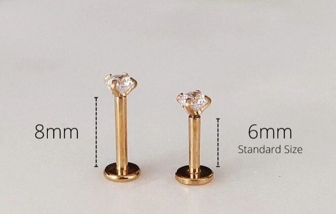 Tachuelas de cartílago Labret mariposa 16 g • tachuelas tragus doradas • caracola hélice Foto 2 de 4