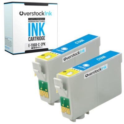 2-Pack Compatible OSI Epson 68 Cyan Cartridge for Stylus C120 NX615 Workforce 30