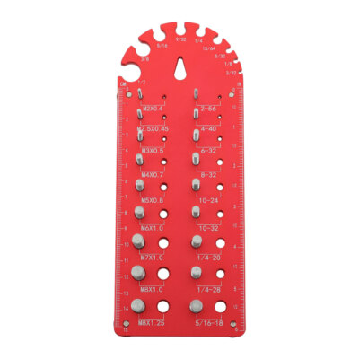 18 With Additional Red Drill Bit Size 3/32 to 1/2 Nut and Bolt Thread Checker