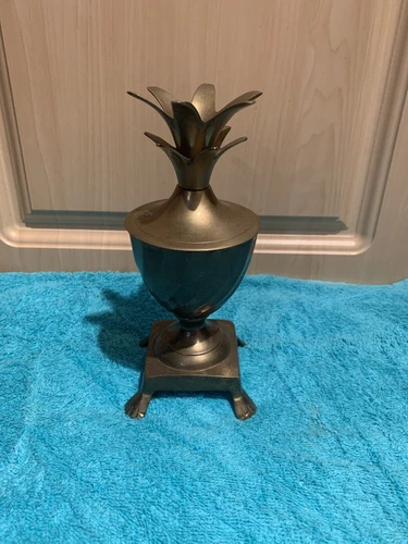 Brass Pineapple Trinket Box Candle & Holder Claw Feet Base 7.5”