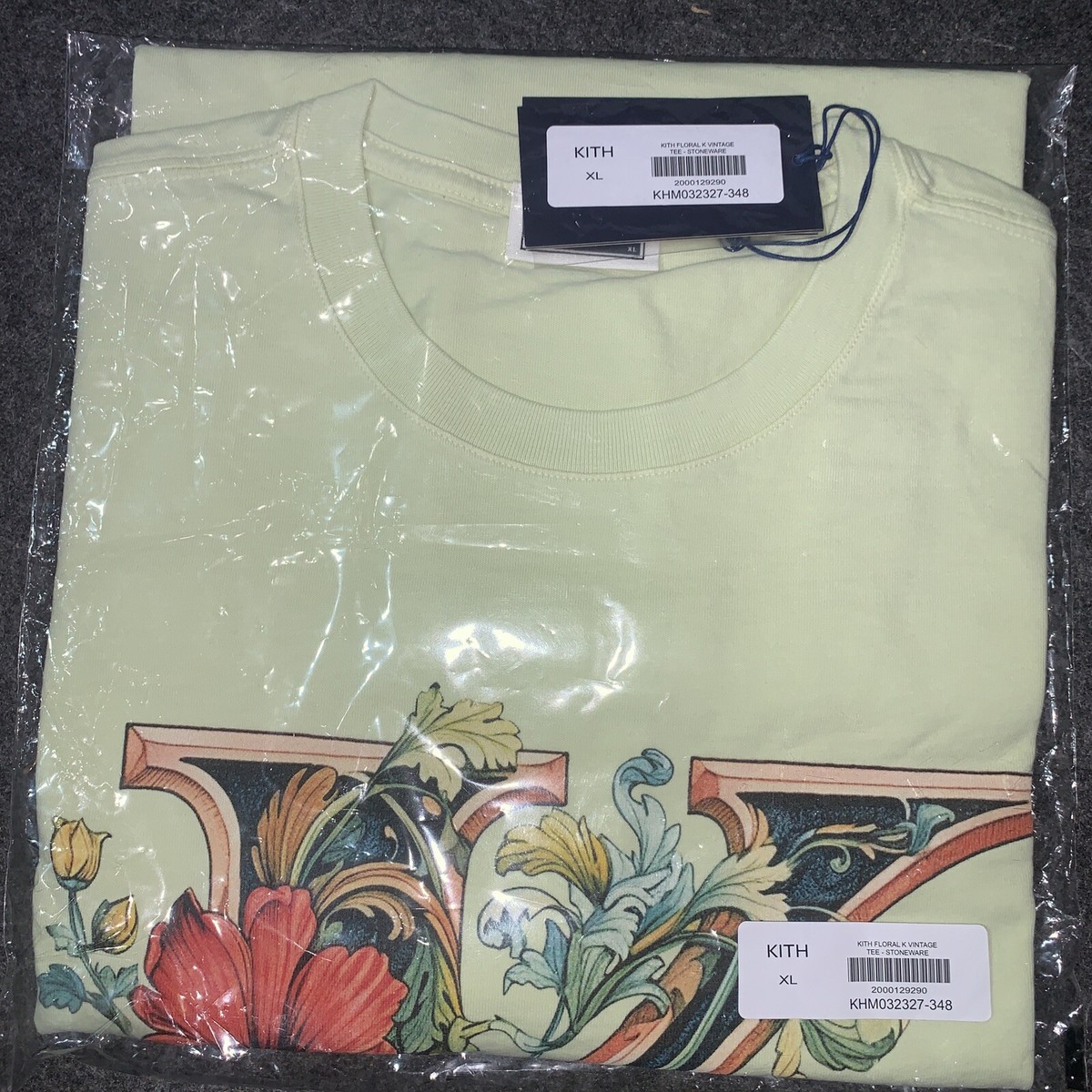 ☆ KITH Floral K vintage tee 限定Tシャツ ☆ KITH Floral K Vintage Tee|SS24|Large|Stoneware| IM HAND