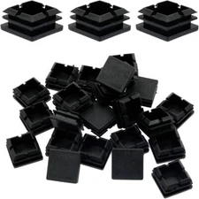  24 Pack 1 Inch (25Mm) Square Plastic Plugs Black, Pipe Tubing End Cap, P