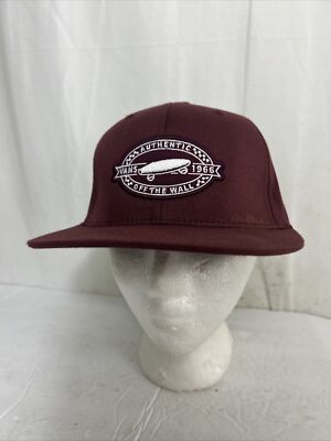Vans Off The Wall Maroon Baseball Hat Size Small Medium Flex