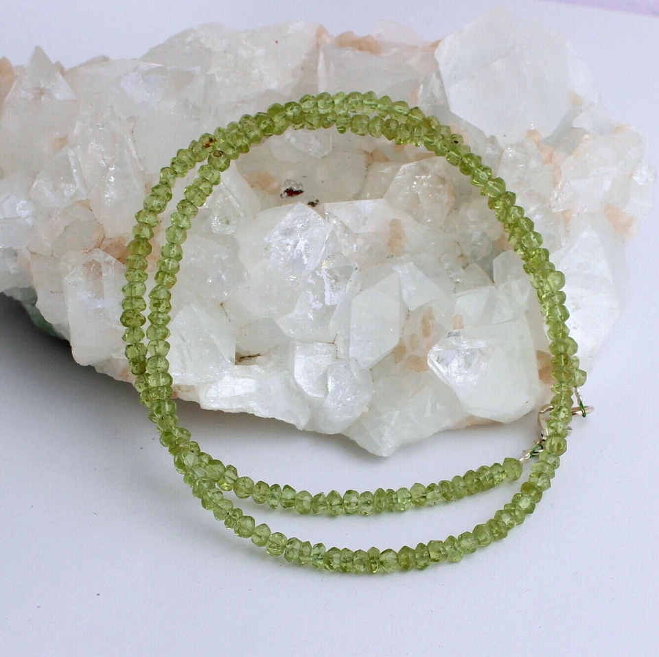 Peridot Kette edelsteinkette Olivin Grün facettierte Collier 925 Silber 45 cm - Bild 2 von 2