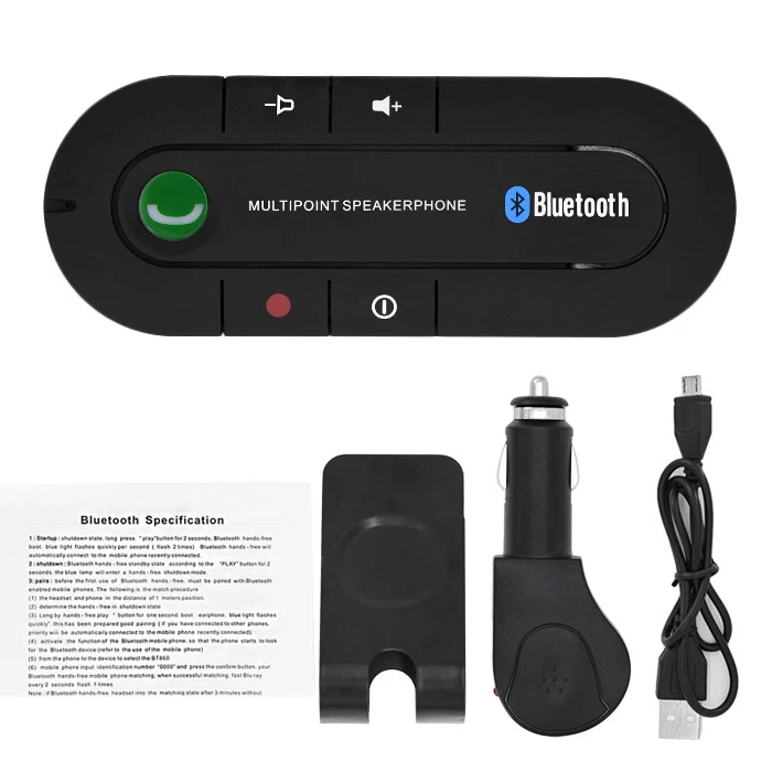 Kit de altavoz manos libres inalámbrico Bluetooth para automóvil para clips de teléfono móvil parasol Foto 3 de 4