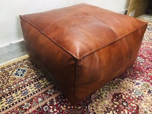Top Quality Footrest Aamazing Leather Moroccan Genuine Ottoman Pouffe Footstool - Picture 6 of 7