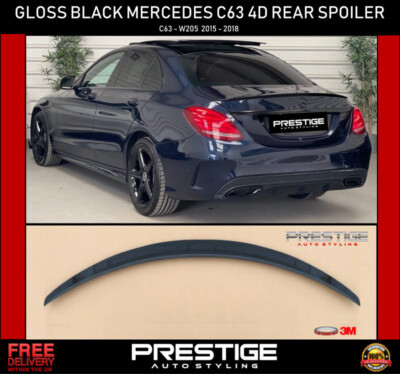FÜR MERCEDES C KLASSE W205 C43 HECK KOFFERRAUM KOFFERRAUM LIPPE SPOILER AMG GLANZ SCHWARZ 15+