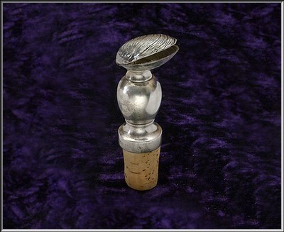 RARE Vtg F Hingelberg Denmark STERLING Bottle Stopper w Hinged Oyster Top 43.26g