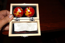 CHINESE HEALTH EXERCISE STRESS BAODING BALLS RELAXATION THERAPY DRAGON DESIGN