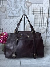 Hidesign genuine Chocolate Brown leather vintage Grab bag handbag