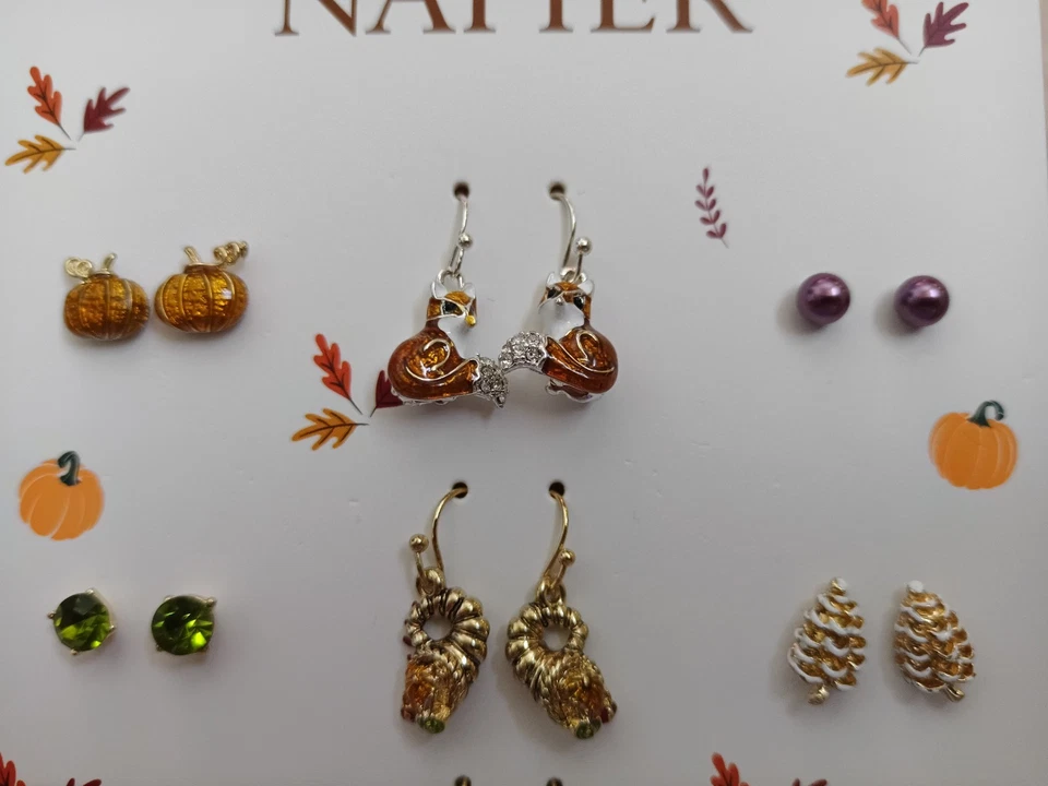 Nuevo Juego de 12 Pendientes Napier Tono Dorado Tono Plata Otoño Acción de Gracias Foto 2 de 4