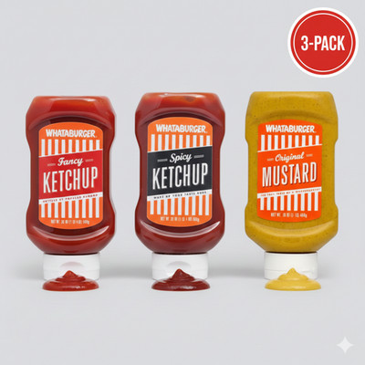 Whataburger Burger Night 3-Pack | Mustard + Fancy Ketchup + Spicy Ketchup