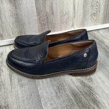 EASY SPIRIT Jaylin leather Loafers Womens 10 W Wide Navy Blue Career Academia