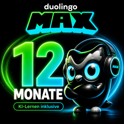 Duolingo Max   12 Monate-KI-gestütztes Lernen, werbefrei & unbegrenzte Herzen  