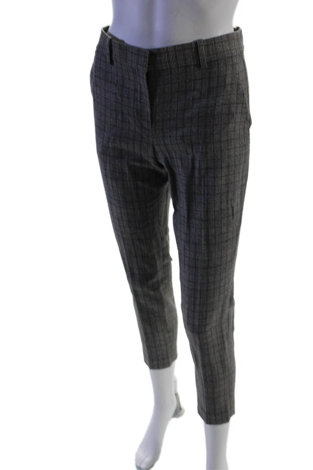 Pantalones de vestir Theory para mujer a cuadros Treeca 2 franela de arce negro marrón lana talla 00 Foto 2 de 4
