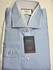CHARLES TYRWHITT 17 1/2/36 Classic Fit Non-Iron Blue Button Down Dress Shirt