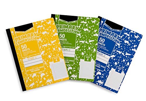 Amazon Basics Primary Composition 3/8" Ruled - 3/16" Skip Space, Grade 4, 50...