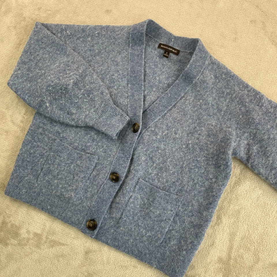 Cárdigan suéter Banana Republic de gran tamaño para mujer pequeño azul lana alpaca nuevo sin etiquetas Foto 3 de 4