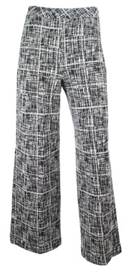 ROSETTA GETTY Black & Gray Glitch Plaid Stretch Knit Wide Leg Pants S