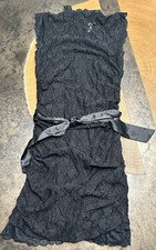 VTG FOREVER 21 LACE DRESS WOMENS L SLEEVELESS BLACK Y2K COQUETTE GOTH