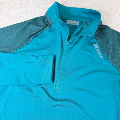 2XU Athletic Top Womens M Blue Light Speed 1/2 Zip Pullover Raglan Sleeve