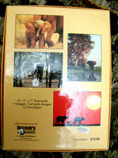 ELEPHANTS OF THE WILD DISCOVERY CHANNEL 12 NOTECARDS 4 IMAGES 3 EACH & ENVELOPES
