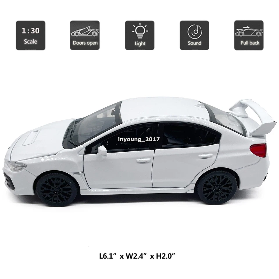 1:30 Subaru WRX STI Modelo Coche Diecast Coches de Juguete Juguetes para Niños Niños Regalos Blanco Foto 2 de 4