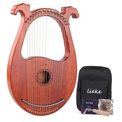  Lyre Harp 16 Metal Strings,Mahogany Body and Copper 16 Strings Deer Lyre Harp
