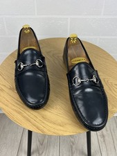 GUCCI Loafers Leather Moccasins Shoes HORSEBIT Buckle GG Men's Size UK 8/US 8.5