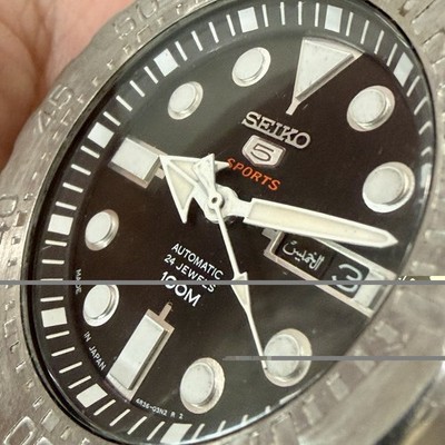 Seiko 5 Sports Men's Black Watch with Rubber Strap - 4R36-03T0 for