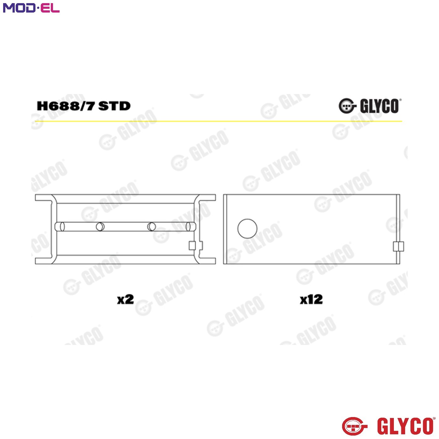 CRANKSHAFT BEARING H688/7 STD STD FOR 911.01/04/02/06/07/08/03 2.2L 6cyl