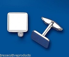 Plain Square Cufflinks Solid Sterling Silver