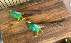 2 Pheasant Bird Figures Germany Heyde 12 Inch Cold Painted Metal 1900 Sculpture — photo 4