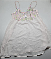 Victoria's Secret Women Sleepwear Large Pink Rosebud Babydoll Negligee Sheer