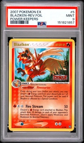 2007 POKEMON EX POWER KEEPERS #5 BLAZIKEN-REVERSE FOIL PSA 9