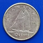 1962 Canada 10 Cents 0.800 Silver Coin - FREE Shipping