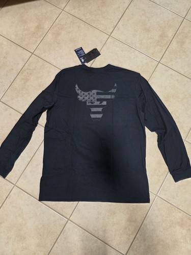 NEW Under Armour Shirt Mens Large Black Project Rock Freedom Long Sleeve NWT