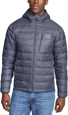 Eddie Bauer 550 Down Puffer Jacket Hooded Gray Mens Large L NWT | eBay