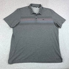 Travis Mathew Polo Shirt Mens XXL Gray Stripe Performance Stretch Golf Active