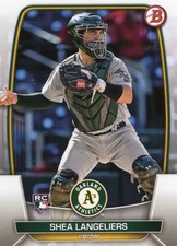 Shea Langeliers 2023 Bowman RC #3 Oakland Athletics Rookie Card MLB NM. rookie card picture