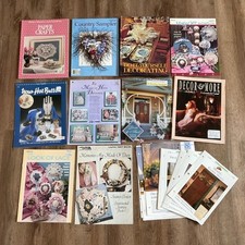 Vintage Craft Book Lot Paper Crafts Lace Country Sampler Cottage Project Home De