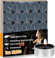 MAQIHAN Black Tealight Candles Bulk - Mini Votive Tea Tree Lights 