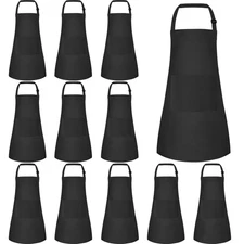 12 Pack Kids Aprons with Pockets - Adjustable Chef Art Aprons for Cooking