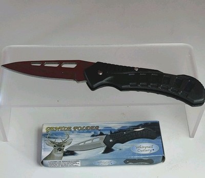 Whitetail Cutlery Gentle Folder, 4.5'' Closed Satin Blade Back Lock Black Handle
