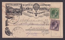 LUXEMBOURG 1927, Air mail postcard to Belgium Brussels