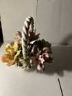 Capidimonte Bouquet 5 Roses Made Italy Porcelain Flowers 8” Round/high Chipped — photo 1