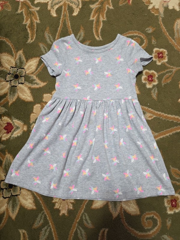 Girls Sz 4T Unicorn Themed Shirt Sleeve Dress